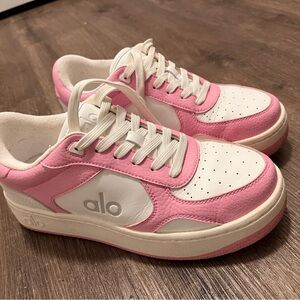 ALO Pink and White Recovery Sneakers 7 worn 2x
